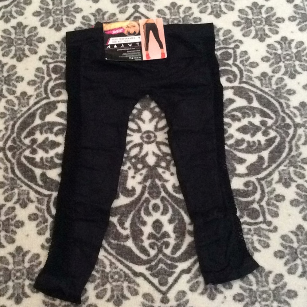 Athletic Stretch Pants Crop Net Black Size S/M - Picture 7 of 7